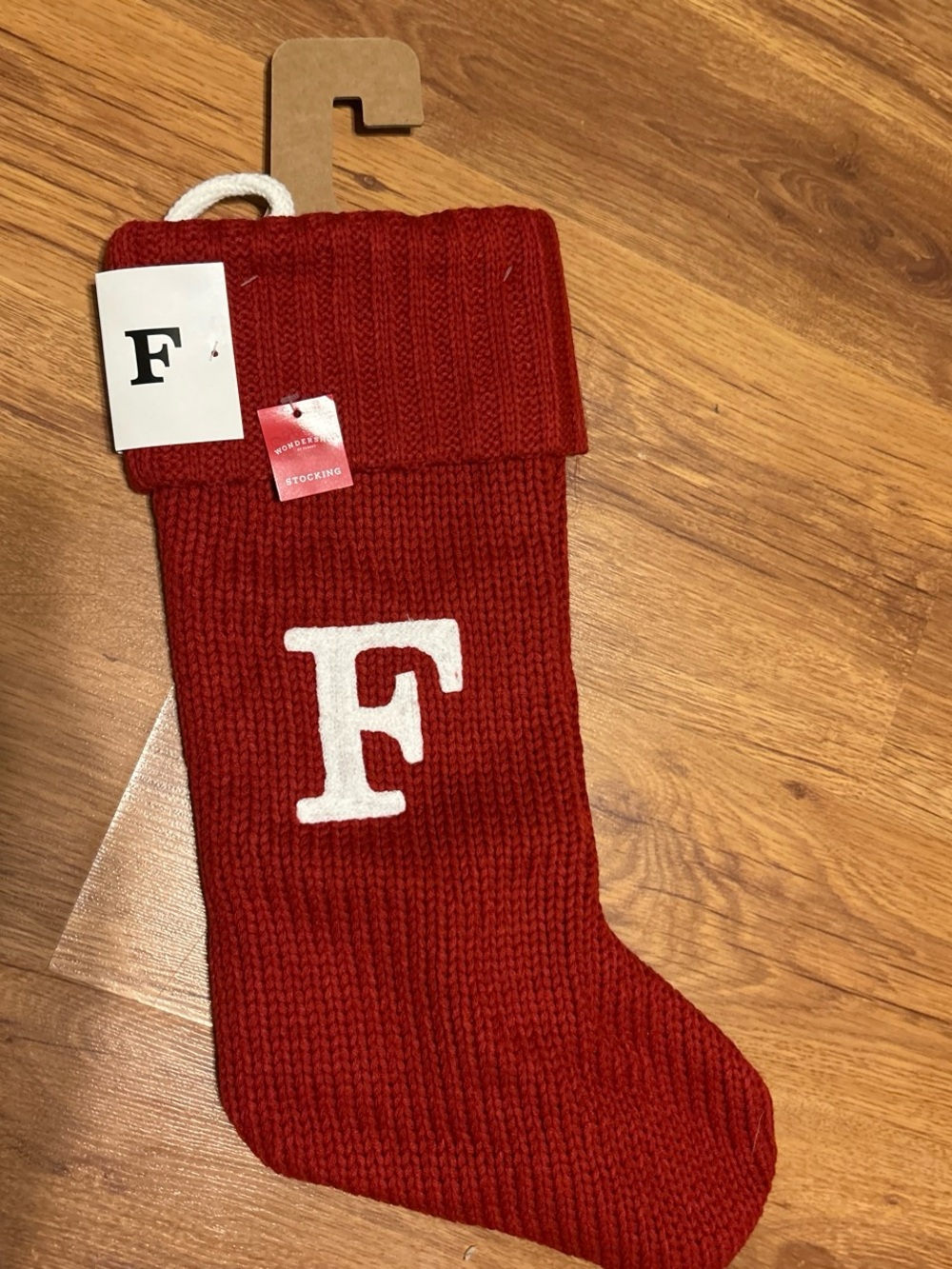 Wondershop Holiday Stocking with White 'F' Initial